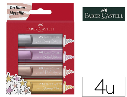 ROTULADOR FABER CASTELL FLUORESCENTE TEXTLINER 46 METALICO ESTUCHE DE 4 UNIDADES COLORES SURTIDOS