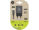 [TEC2421] CARGADOR TECH ONE TECH 2.4 DOBLE USB + CABLE BRAIDED NYLON MICRO USB ANDROID LONGITUD 1 MT COLOR NEGRO