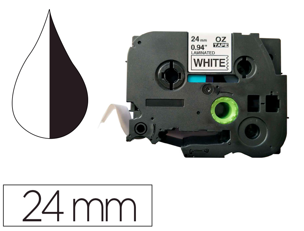 CINTA Q-CONNECT TZE-251 BLANCO-NEGRO 24MM LONGITUD 8 MT