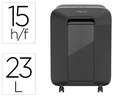 [5050001] DESTRUCTORA DE DOCUMENTOS FELLOWES LX201 CAPACIDAD DE 12H SEGURIDAD P5 GRAPAS CLIPS Y TARJETAS 23 LITROS NEGRA