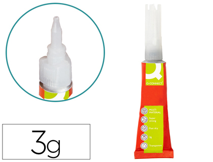 PEGAMENTO Q-CONNECT ADHESIVO INSTANTANEO FUERTE 3 GR UNIDAD