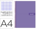 [BA92] CUADERNO ESPIRAL LIDERPAPEL A4 MICRO CRAFTY TAPA FORRADA 120H 90GR CUADRO 5MM 5 BANDAS 4 TALADROS COLOR VIOLETA