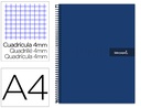 [BF46] CUADERNO ESPIRAL LIDERPAPEL A4 CRAFTY TAPA FORRADA 80H 90 GR CUADRO 4MM CON MARGEN COLOR AZUL MARINO
