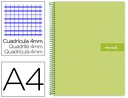 [BF48] CUADERNO ESPIRAL LIDERPAPEL A4 CRAFTY TAPA FORRADA 80H 90 GR CUADRO 4MM CON MARGEN COLOR VERDE