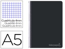 [BC23] CUADERNO ESPIRAL LIDERPAPEL CUARTO WITTY TAPA DURA 80H 75GR CUADRO 4MM CON MARGEN COLOR NEGRO
