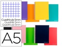 [BJ55] CUADERNO ESPIRAL LIDERPAPEL A5 MICRO JOLLY TAPA FORRADA 140H 75 GR CUADRO 5MM 5 BANDAS6 TALADROS COLORES SURTIDOS