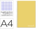 [BA95] CUADERNO ESPIRAL LIDERPAPEL A4 MICRO JOLLY TAPA FORRADA 140H 75 GR CUADRO 5MM 5 BANDAS4 TALADROS COLOR AMARILLO