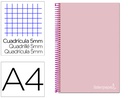 [BA94] CUADERNO ESPIRAL LIDERPAPEL A4 MICRO JOLLY TAPA FORRADA 140H 75 GR CUADRO 5MM 5 BANDAS 4 TALADROS COLOR ROSA