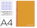 [BA29] CUADERNO ESPIRAL LIDERPAPEL A4 MICRO JOLLY TAPA FORRADA 140H 75 GR CUADRO 5MM 5 BANDAS4 TALADROS COLOR NARANJA