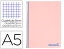 [BJ15] CUADERNO ESPIRAL LIDERPAPEL A5 MICRO WONDER TAPA PLASTICO 120H 90G CUADRO 5MM 5 BANDAS 6 TALADROS COLOR ROSA