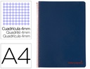 [TH63] CUADERNO ESPIRAL LIDERPAPEL A4 WONDER TAPA PLASTICO 80H 90GR CUADRO 4MM CON MARGEN COLOR AZUL MARINO