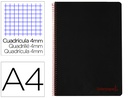 [TH62] CUADERNO ESPIRAL LIDERPAPEL A4 WONDER TAPA PLASTICO 80H 90GR CUADRO 4MM CON MARGEN COLOR NEGRO