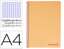 [TH05] CUADERNO ESPIRAL LIDERPAPEL A4 WONDER TAPA PLASTICO 80H 90GR CUADRO 4MM CON MARGEN COLOR NARANJA