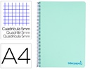 [BA17] CUADERNO ESPIRAL LIDERPAPEL A4 MICRO WONDER TAPA PLASTICO 120H 90 GR CUADRO 5 MM 5 BANDA4 TALADRO COLOR VERDE TURQUESA