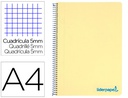 [BA20] CUADERNO ESPIRAL LIDERPAPEL A4 MICRO WONDER TAPA PLASTICO 120H 90 GR CUADRO 5 MM 5 BANDA4 TALADROS COLOR AMARILLO