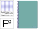 [BF98] CUADERNO ESPIRAL LIDERPAPEL FOLIO SMART TAPA BLANDA 80H 60GR CUADRO 4MM CON MARGEN COLOR TURQUESA