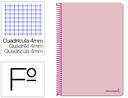 [BF97] CUADERNO ESPIRAL LIDERPAPEL FOLIO SMART TAPA BLANDA 80H 60GR CUADRO 4MM CON MARGEN COLOR ROSA