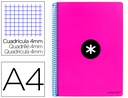 [KB15] CUADERNO ESPIRAL A4 ANTARTIK TAPA DURA 80H 90GR CUADRO 4MM CON MARGEN COLOR ROSA FLUOR