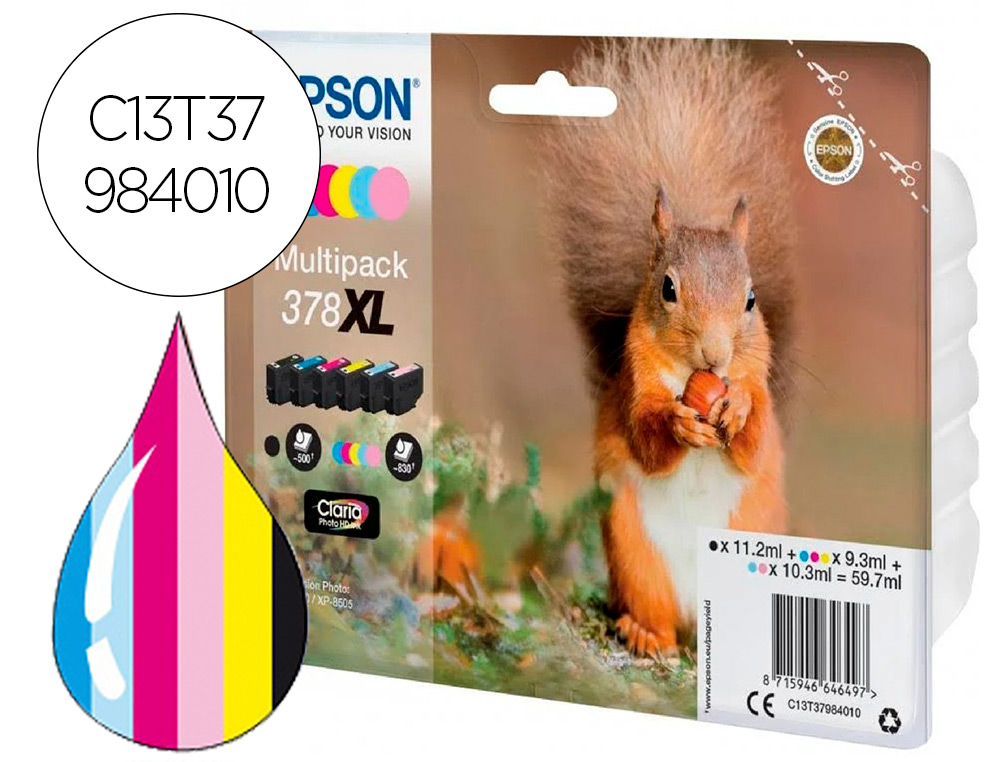 INK-JET EPSON 378 XL EXPRESSION HOME XP-8605 / 15000 / 8500 NEGRO AMARILLO CIAN MAGENTA CIAN CLARO