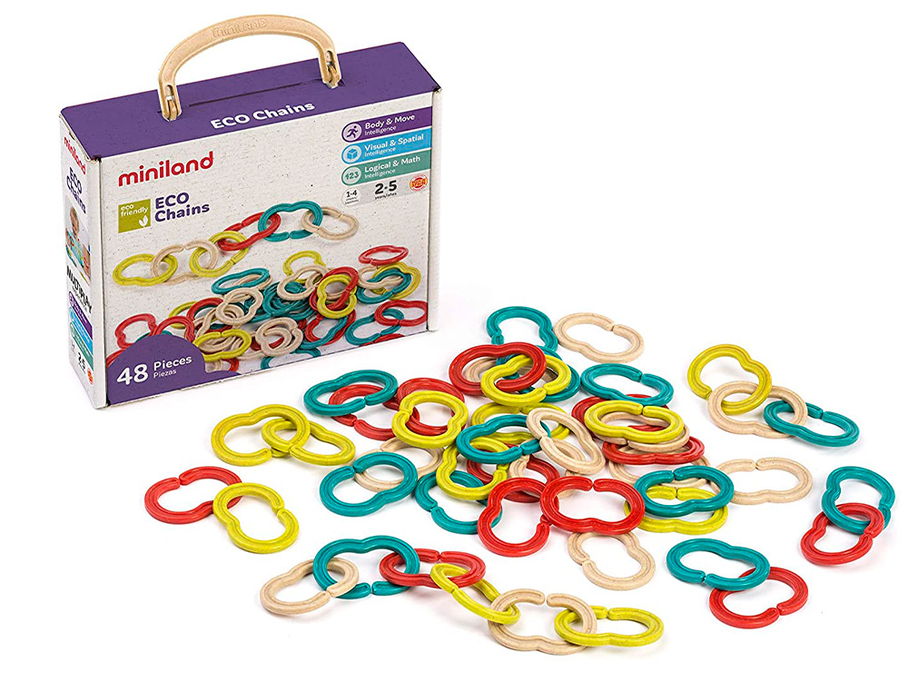 JUEGO MINILAND SET DE ESLABONES 48 PIEZAS MATERIAL ECO FRIENDLY 240X190X80 MM