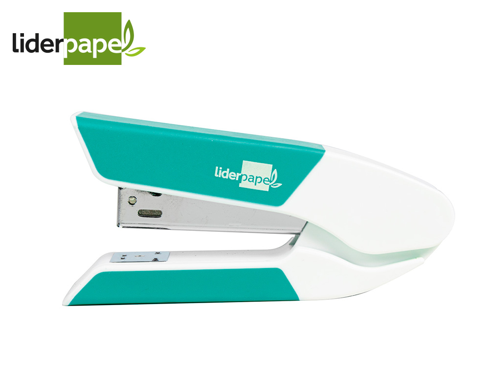 GRAPADORA LIDERPAPEL CON REGALO DE EXTRAEGRAPAS Y CAJA DE 1000 GRAPAS 26/6 CAPACIDAD 20H COLOR TURQUESA