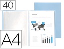[EC82] CARPETA LIDERPAPEL ESCAPARATE 40 FUNDAS POLIPROPILENO DIN A4 CELESTE OPACO