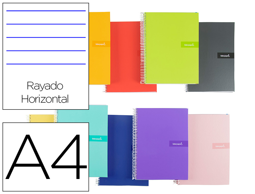 CUADERNO ESPIRAL LIDERPAPEL A4 CRAFTY TAPA FORRADA 80H 90 GR RAYADO HORIZONTAL CON MARGEN COLORES SURTIDOS