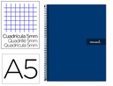 [BJ08] CUADERNO ESPIRAL LIDERPAPEL A5 MICRO CRAFTY TAPA FORRADA 120H 90 GR CUADRO 5MM 5 BANDAS6 TALADROS COLOR AZUL