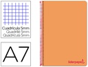 [BG07] CUADERNO ESPIRAL LIDERPAPEL A7 MICRO WONDER TAPA PLASTICO 100H 90 GR CUADRO 5MM 4 BANDAS COLOR NARANJA