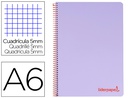 [BD14] CUADERNO ESPIRAL LIDERPAPEL A6 MICRO WONDER TAPA PLASTICO 120H 90 GR CUADRO 5MM 4 BANDAS COLOR VIOLETA