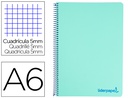 [BD12] CUADERNO ESPIRAL LIDERPAPEL A6 MICRO WONDER TAPA PLASTICO 120H 90 GR CUADRO 5MM 4 BANDASCOLOR VERDE PASTEL TURQUESA