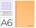 [BD13] CUADERNO ESPIRAL LIDERPAPEL A6 MICRO WONDER TAPA PLASTICO 120H 90 GR CUADRO 5MM 4 BANDAS COLOR NARANJA