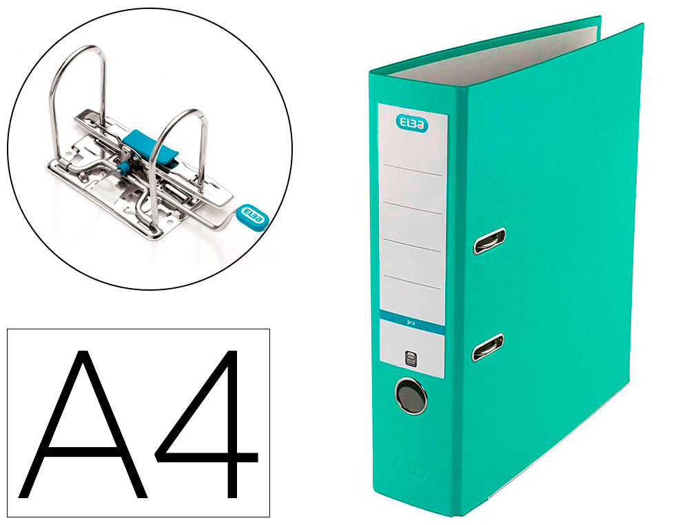 ARCHIVADOR DE PALANCA ELBA TOP CARTON COMPACTO POLIPROPILENO CON RADO DIN A4 LOMO DE 80 MM ICE MINT