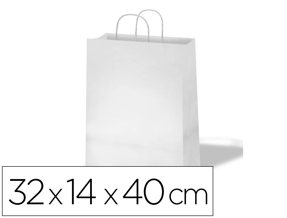 BOLSA KRAFT BASIKA CELULOSA BLANCO 90 GR ASA RETORCIDA TAMAÑO \&quot;L\&quot; 320X140X400 MM