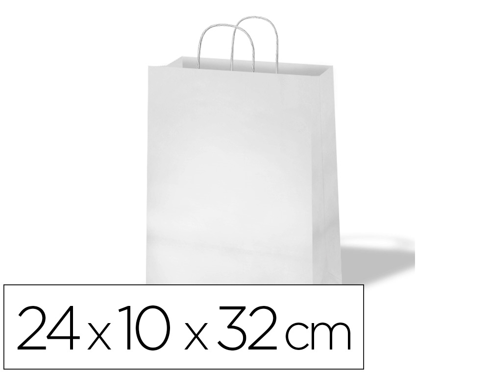 BOLSA KRAFT BASIKA CELULOSA BLANCO 90 GR ASA RETORCIDA TAMAÑO \&quot;S\&quot; 240X100X320 MM