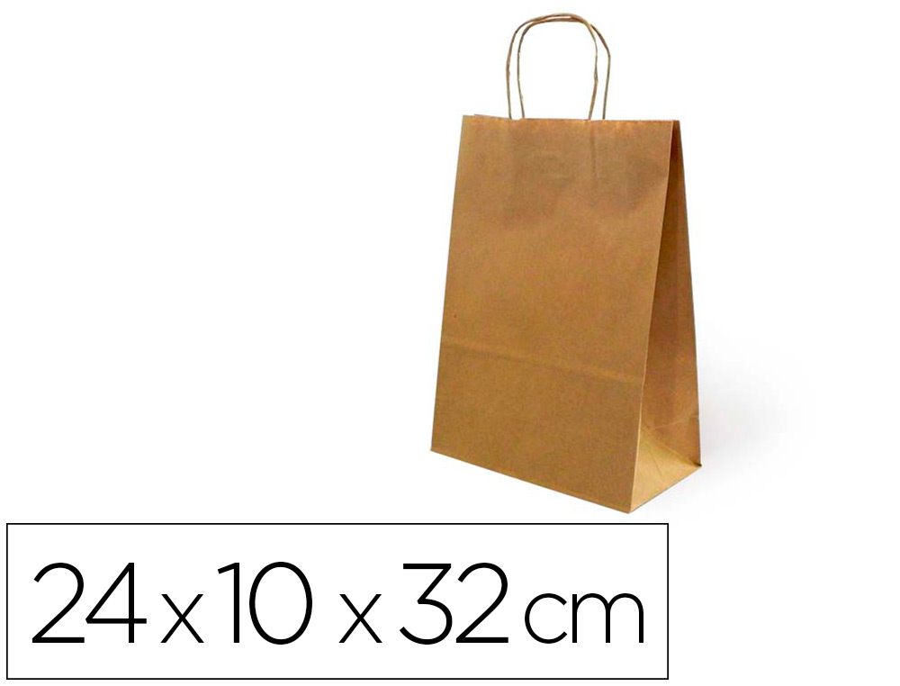 BOLSA KRAFT BASIKA NATURAL RECICLADO 90 GR ASA RETORCIDA TAMAÑO \&quot;S\&quot; 240X100X320 MM