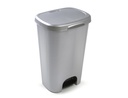 [1214512] PAPELERA CONTENEDOR PLASTICFORTE PLASTICO CON TAPADERA Y PEDAL 50 LITROS COLOR PLATA 410X360X635 MM