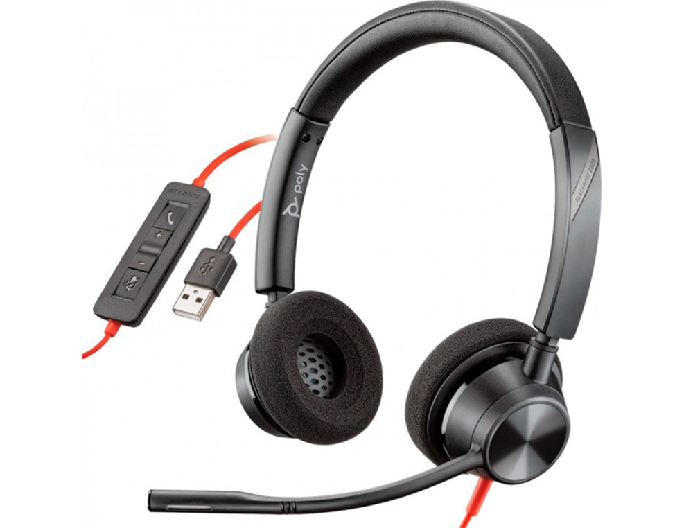 AURICULAR PLANTRONICS BLACKWIRE 3320 DIADEMA CABLE USB-C/A CON MICROFONO CERT. MICROSOFT TEAMS