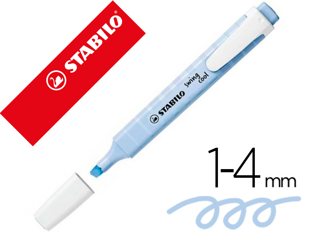 ROTULADOR STABILO FLUORESCENTE FINO SWING COOL PASTEL AZUL NUBLADO