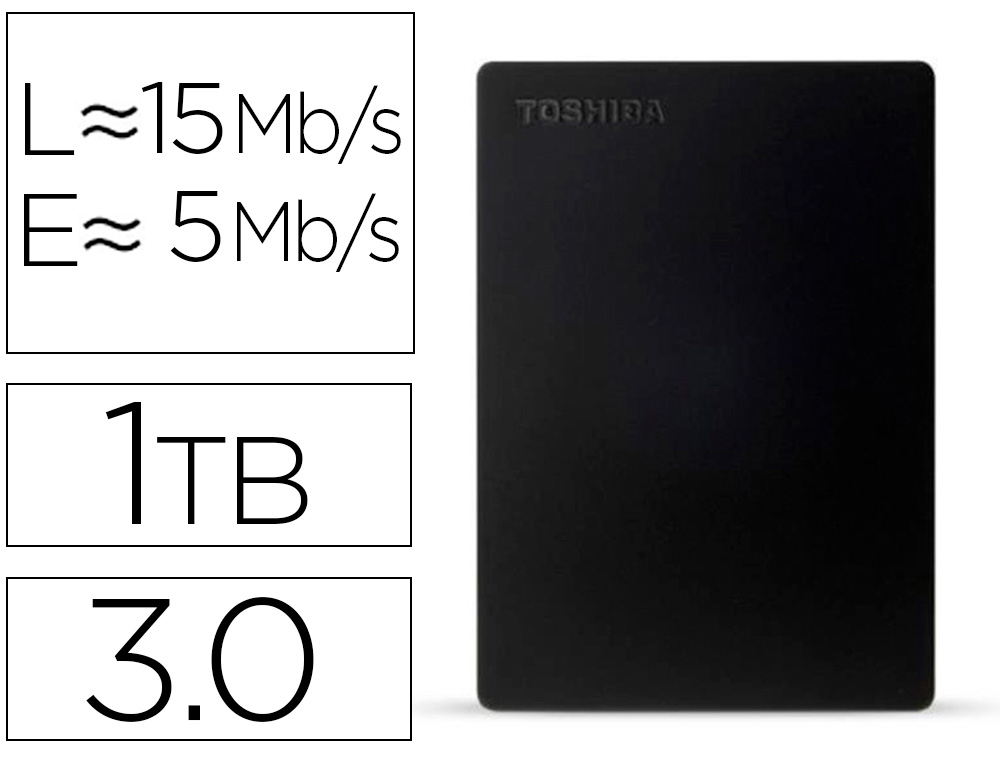 DISCO DURO EXTERNO TOSHIBA CANVIO SLIM HDD 2,50\&quot; 5.000 MBIT/S USB 3.0 1 TB COLOR NEGRO