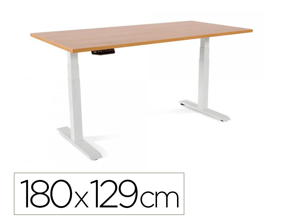 MESA ROCADA REGULABLE EN ALTURA ELECTRICAMENTE HASTA 129 CM ESTRUCTURA DE ACERO TABLERO 180 CM COLOR ROBLE