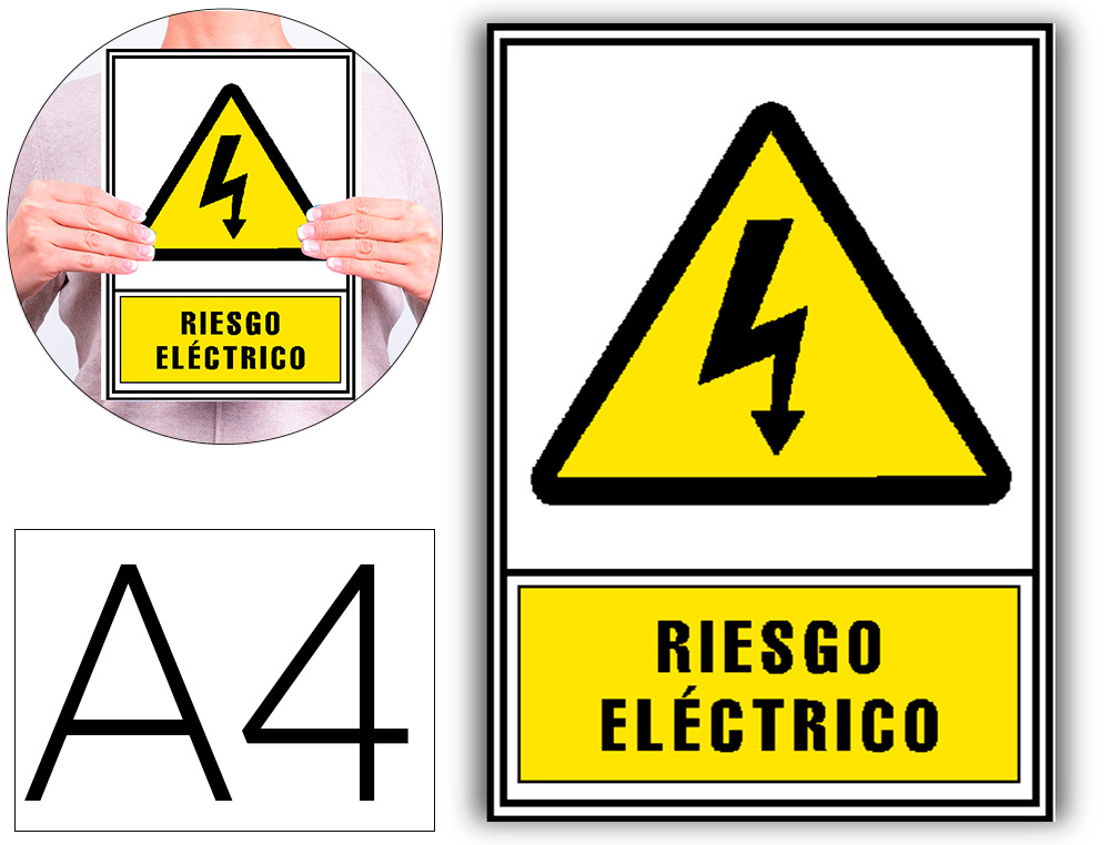 PICTOGRAMA ARCHIVO 2000 RIESGO ELECTRICO PVC AMARILLO LUMINISCENTE 210X297 MM