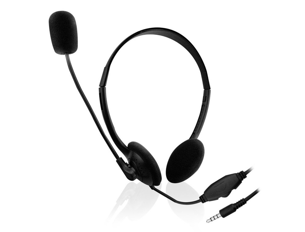 AURICULARES EWENT DIADEMA CON MICROFONO JACK 3,5 MM LONGITUD CABLE 1,8 MT