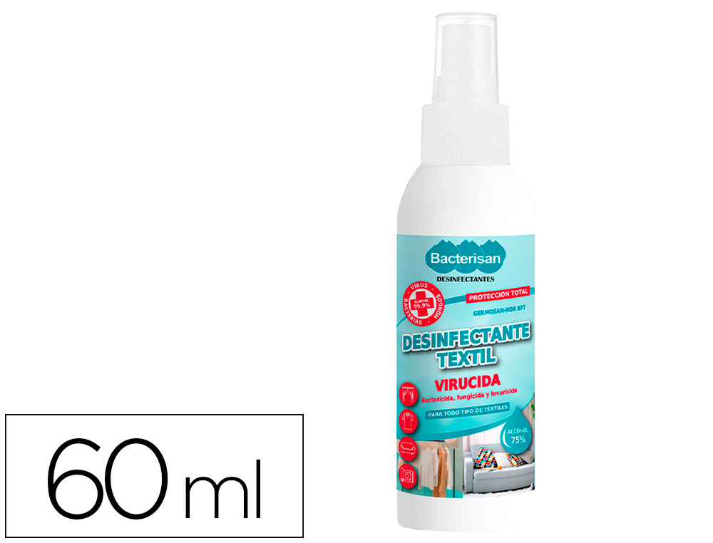 DESINFECTANTE BACTERISAN GERMOSAN-NOR BP7 VIRUCIDA PARA TEXTIL EXPOSITOR DE 24 BOTES PULVERIZADOR DE 60 ML