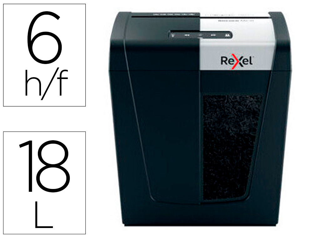 DESTRUCTORA DE DOCUMENTOS REXEL SECURE MC6 EU CAPACIDAD 6 HOJAS GRAPAS CLIPS TARJETAS Y CD 18 L