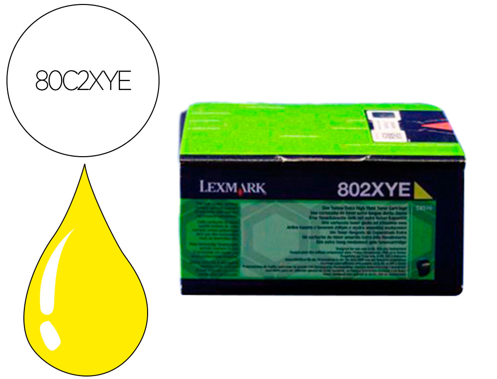 TONER LASER LEXMARK 80C2XYE AMARILLO 4000 PAGINAS