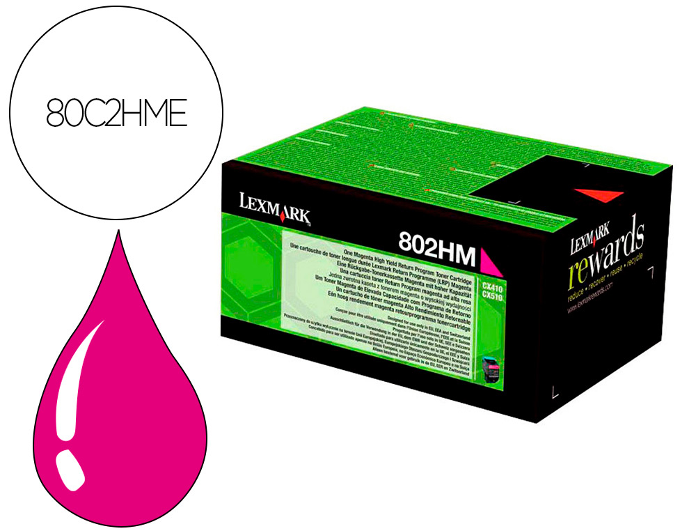 TONER LASER LEXMARK 80C2HME MAGENTA 3000 PAGINAS