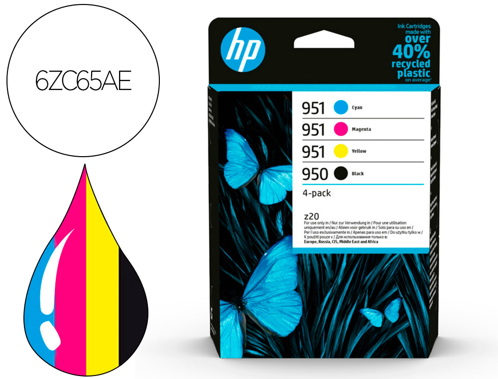 INK-JET HP 6ZC65AE 950/951 OFFICEJET PRO SERIE 8600/251DW 276 DW MULTIPACK 4 COLORES NEGRO/AMARILLO/CIAN/MAGENTA