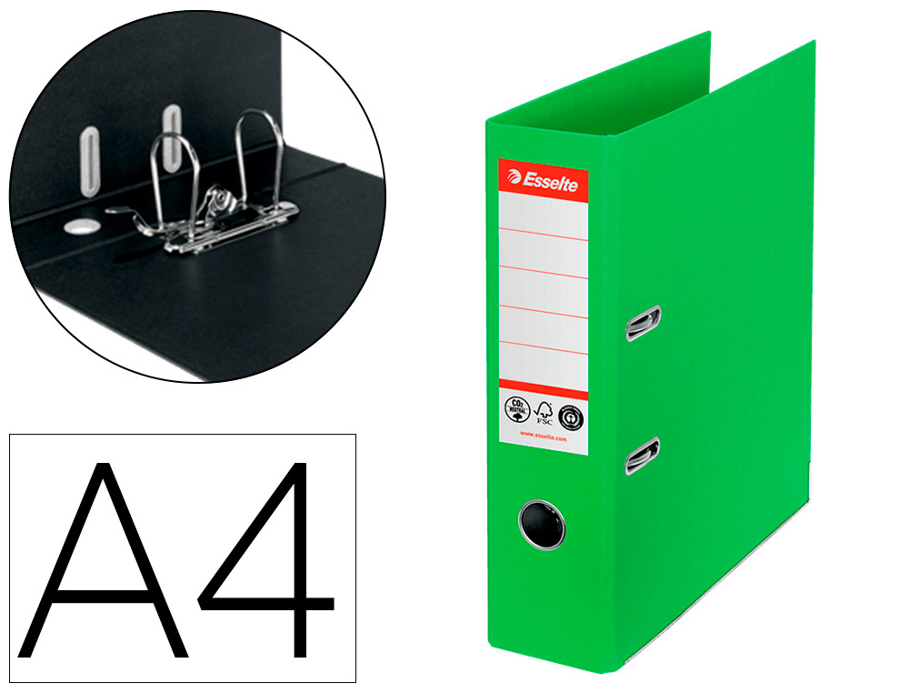 ARCHIVADOR DE PALANCA ESSELTE N 1 CO2 NEUTRAL DIN A4 CARTON FORRADO LOMO 75 MM VERDE VIVIDA