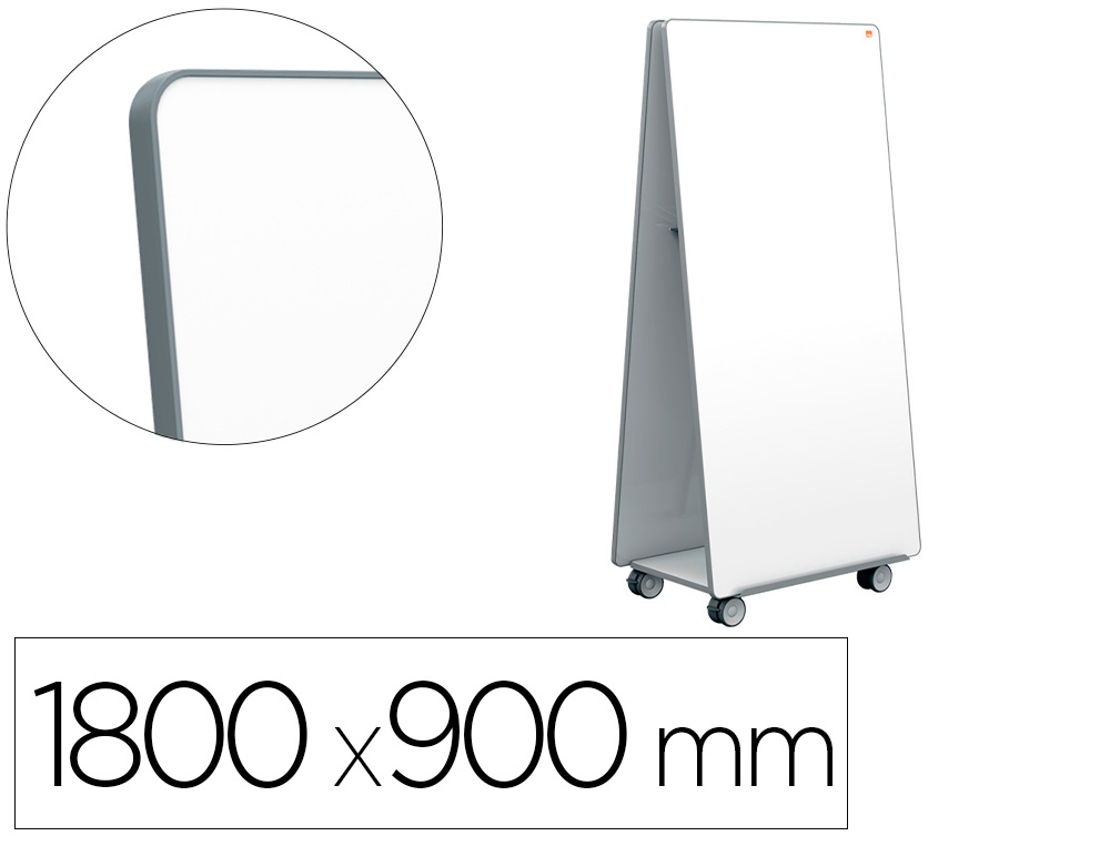 SISTEMA MOVIL NOBO MOVE&amp;MEET 2 PIZARRAS MAGNETICAS CON 2 BANDEJAS PARA ACCESORIOS 1800X900 MM